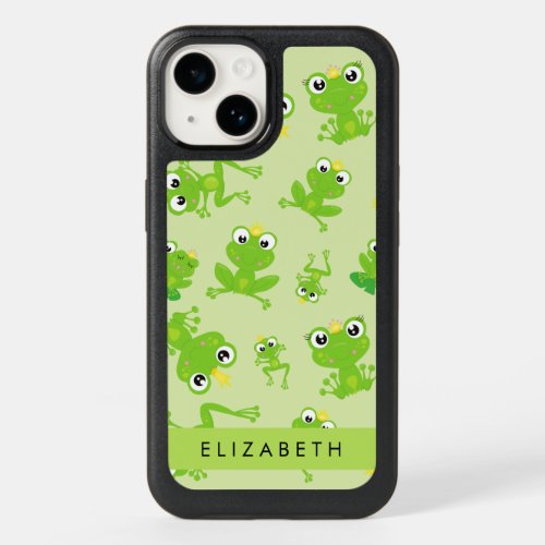 Frog Pattern Green Frogs Frog Prince Your Name OtterBox iPhone 14 Case