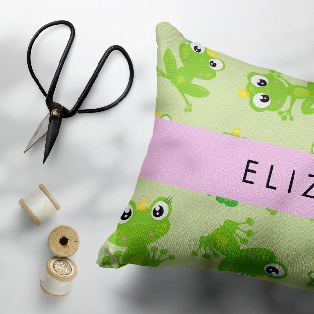 Frog Pattern, Green Frogs, Frog Prince, Your Name Pillow Case (Creator Uploaded)