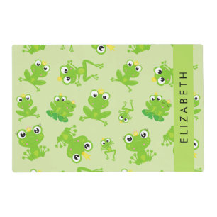 Frog Pattern, Green Frogs, Frog Prince, Your Name Placemat