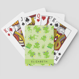 Frog Pattern, Green Frogs, Frog Prince, Your Name Poker Cards