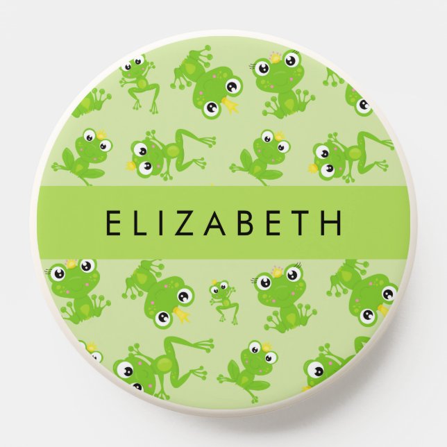 Frog Pattern, Green Frogs, Frog Prince, Your Name PopSocket (Popsocket)