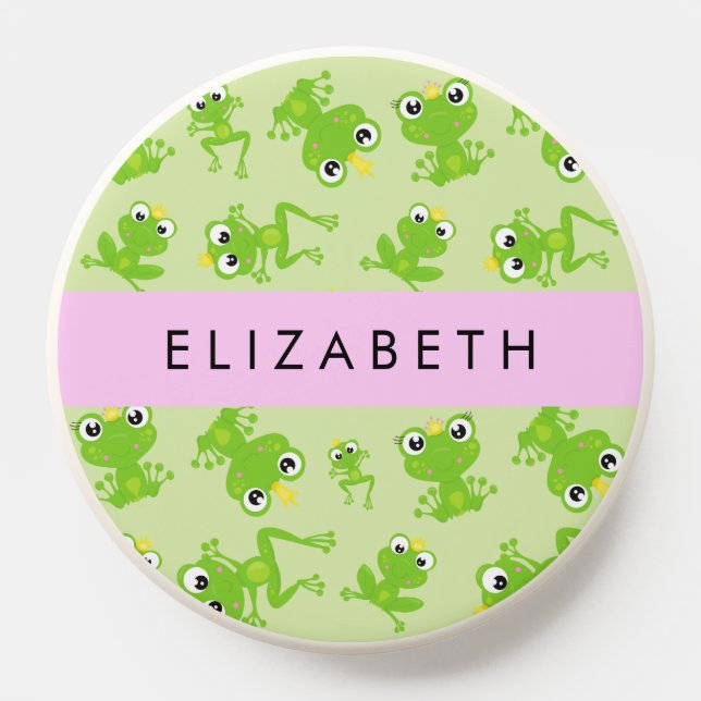 Frog Pattern, Green Frogs, Frog Prince, Your Name PopSocket (Popsocket)