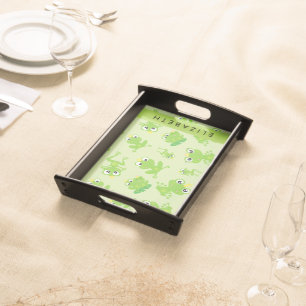 Frog Pattern, Green Frogs, Frog Prince, Your Name Serving Tray
