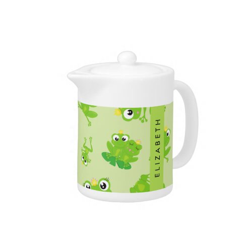 Frog Pattern Green Frogs Frog Prince Your Name Teapot