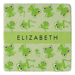 Frog Pattern, Green Frogs, Frog Prince, Your Name Trivet