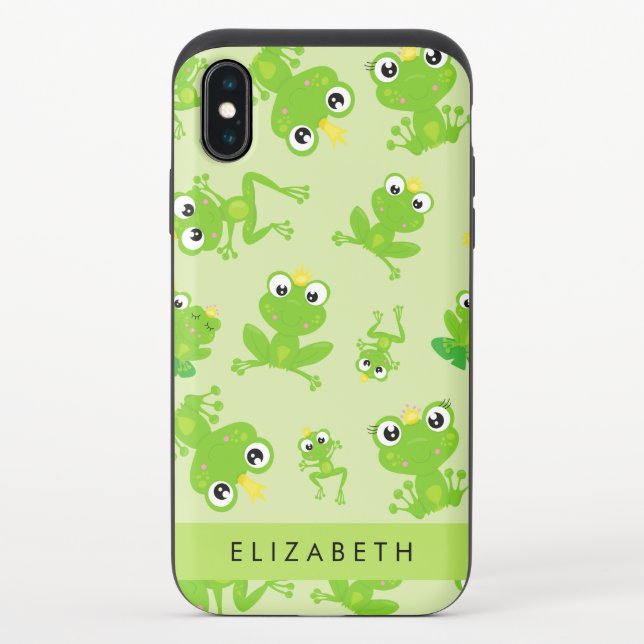 Frog Pattern, Green Frogs, Frog Prince, Your Name Uncommon iPhone Case (Back)