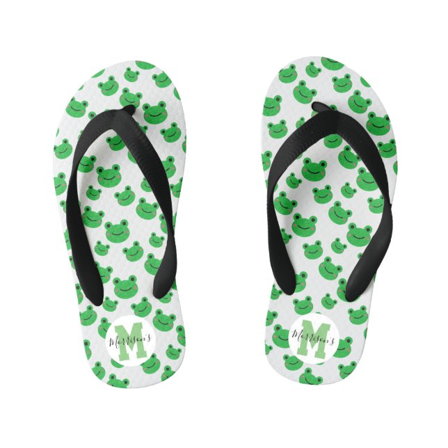 Frog Pattern Kid's Flip Flops (Footbed)