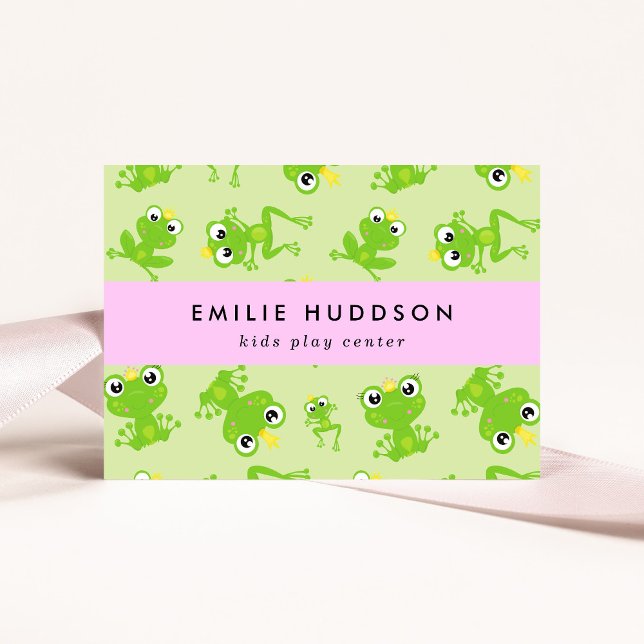 Frog Pattern, Kids Play Center, Activity Center Business Card (Creator Uploaded)