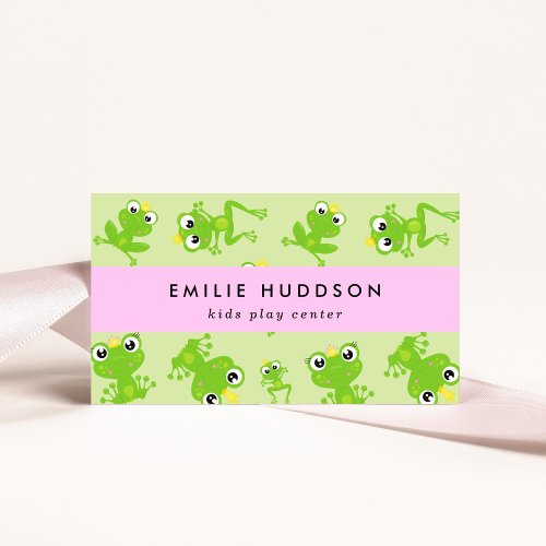 Frog Pattern Kids Play Center Activity Center Business Card