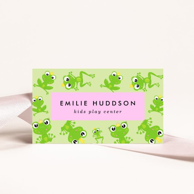 Frog Pattern, Kids Play Center, Activity Center Business Card (Creator Uploaded)