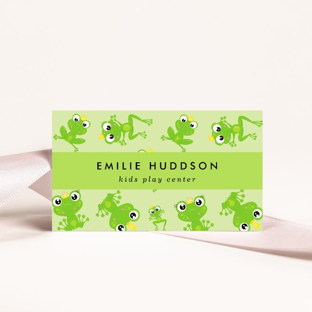 Frog Pattern, Kids Play Center, Activity Center Business Card (Creator Uploaded)