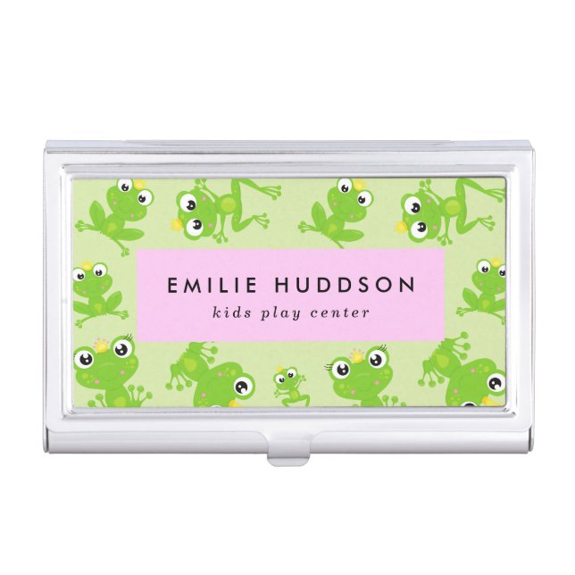 Frog Pattern, Kids Play Center, Activity Center Business Card Case (Front)
