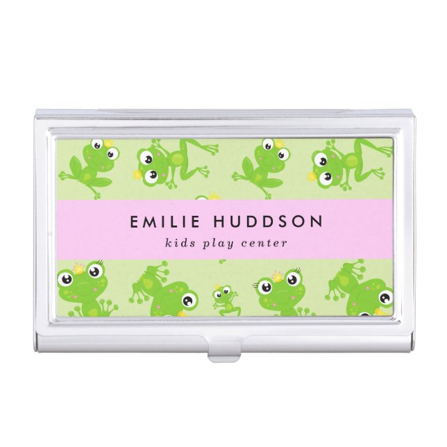 Frog Pattern, Kids Play Center, Activity Center Business Card Case (Front)