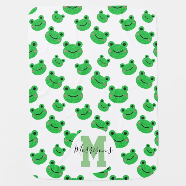 Frog pattern monogram wildlife baby blankets  (Front)