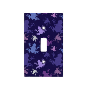 Frog Pattern; Purple, Violet, Lavender, Plum, Gray Light Switch Cover