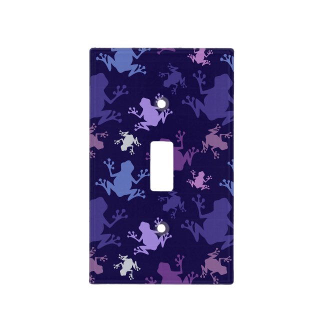 Frog Pattern; Purple, Violet, Lavender, Plum, Gray Light Switch Cover (Front)