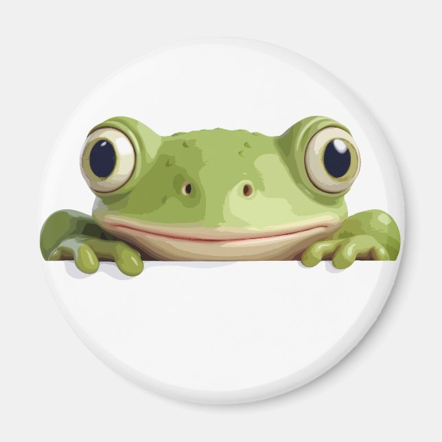 Frog Peeking Cute Adorable Funny Animal Cartoon  Magnet (Front)