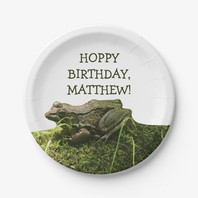 Frog Photo Personalized Party Paper Plates (Front)