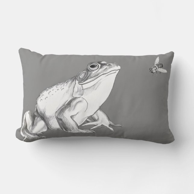 Frog Pillow Bullfrog Art Decor Gifts Art (Front)