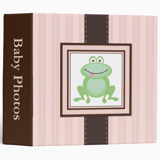 Frog Pink Baby Photos Custom Binder (Front/Spine)