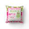 Frog Pink Green Baby Announcement Pillow