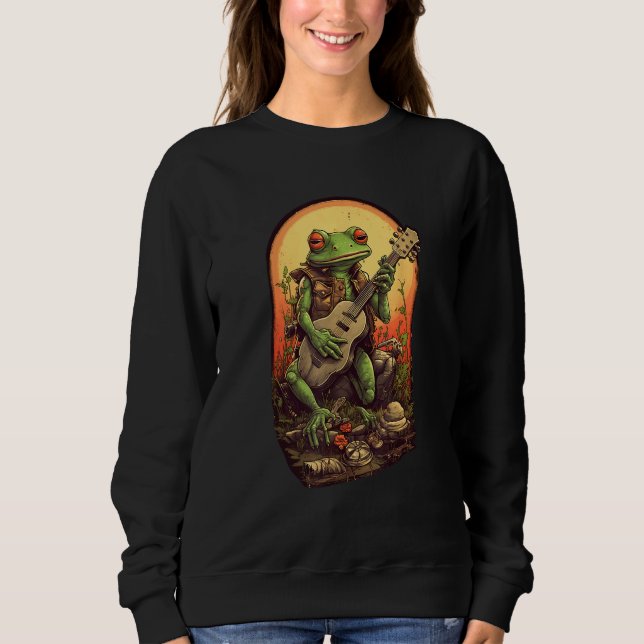 Frog Playing Banjo  Frog Sweatshirt (Front)