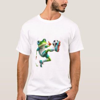 frog playing football frog, football, sports, cute T-Shirt
