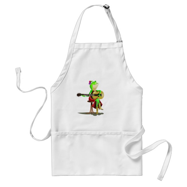 Frog Playing Guitar Adult Apron (Front)