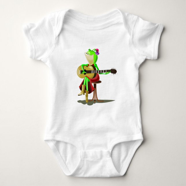 Frog Playing Guitar Baby Bodysuit (Front)