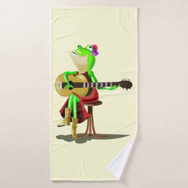 Frog Playing Guitar Bath Towel Set (Bath Towel)