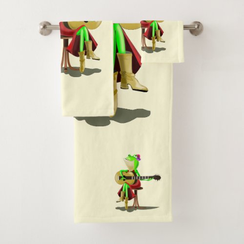 Frog Playing Guitar Bath Towel Set