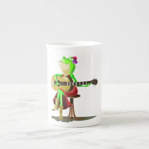 Frog Playing Guitar Bone China Mug