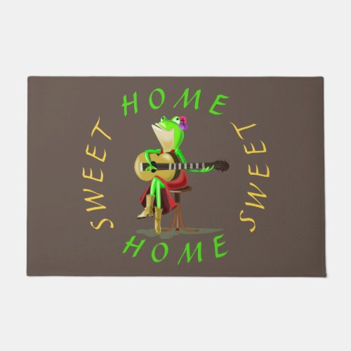 Frog Playing Guitar _ Home Sweet Home Doormat