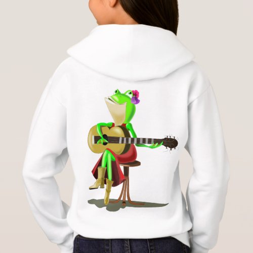 Frog Playing Guitar Kids Hoodie Fun