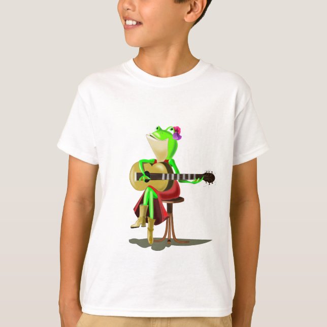 Frog Playing Guitar Kids T-Shirt (Front)