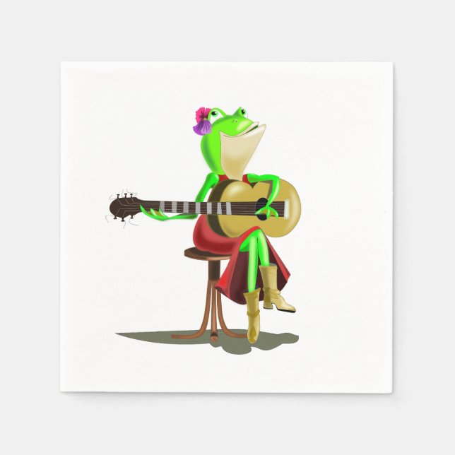 Frog Playing Guitar Napkins (Front)