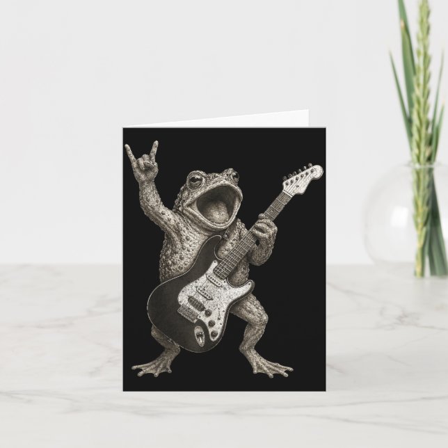 Frog Playing Guitar Rock And Roll Funny Card (Front)