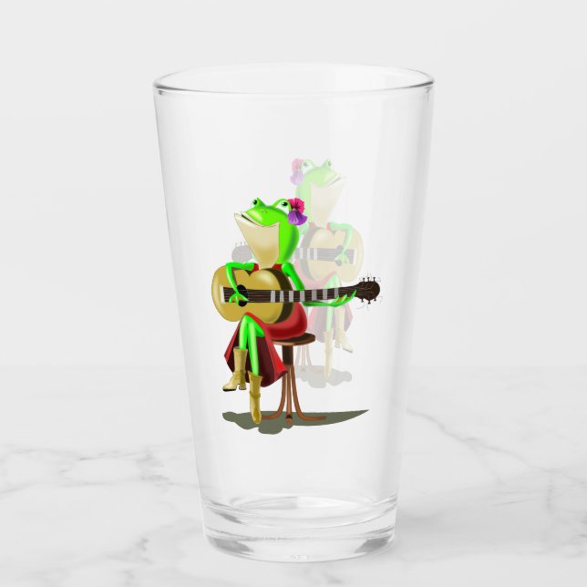 Frog Playing Guitar - Romantic - Love Glass (Front)