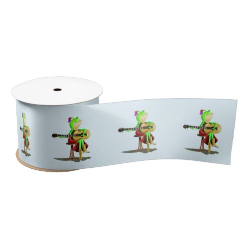 Frog Playing Guitar Satin Ribbon