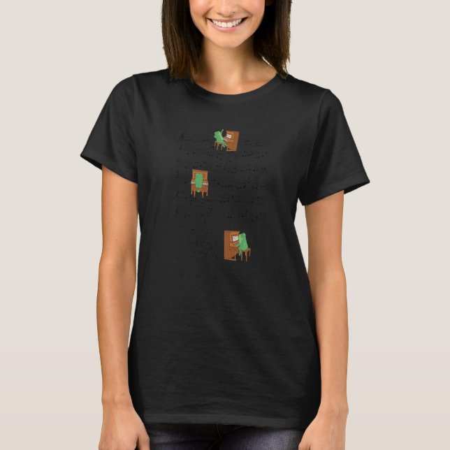 Frog Playing Piano Music Frog  Toad  Phrog Clef T-Shirt (Front)