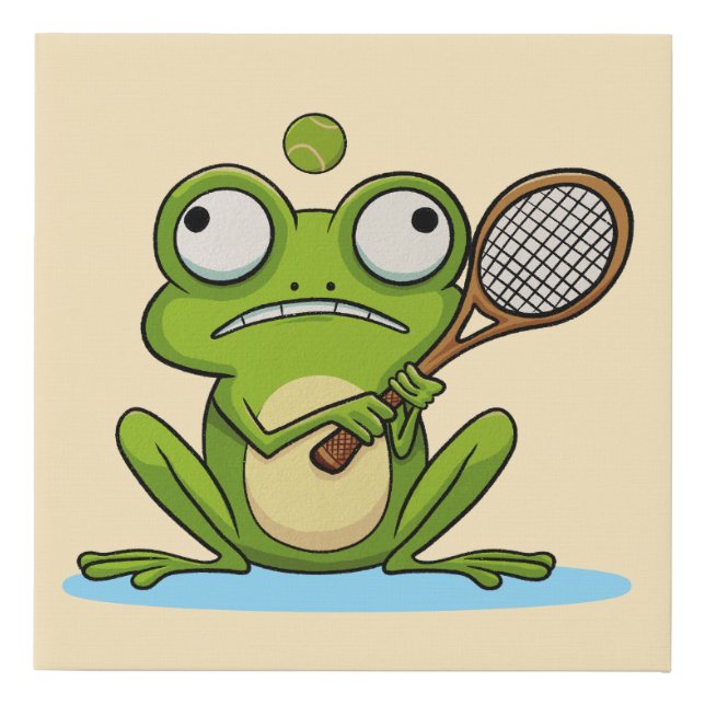 Frog Playing Tennis  Faux Canvas Print (Front)
