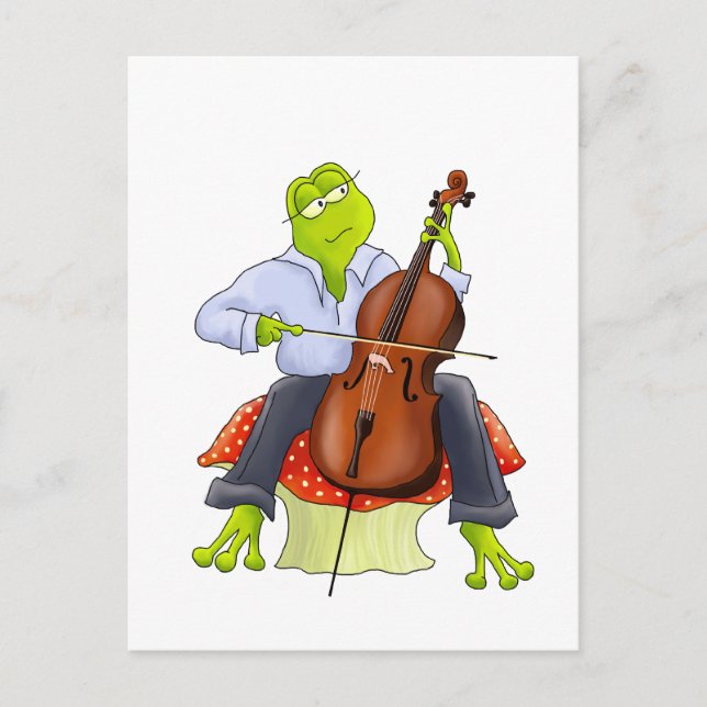Frog Plays Cello Postcard (Front)
