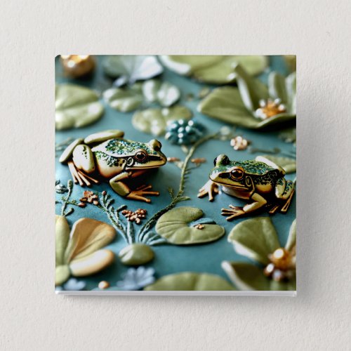 Frog Pond Harmony William Morris_inspired Button