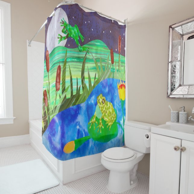 Frog Pond Night Songs Shower Curtain (In Situ)