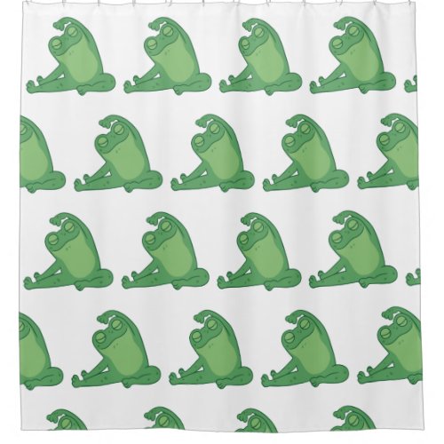 Frog posing yoga  shower curtain