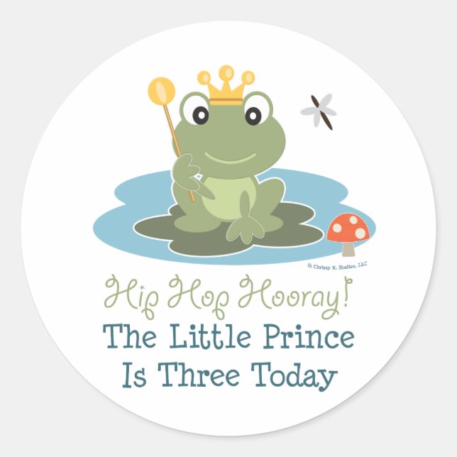 Frog Prince 3rd Birthday Stickers (Front)