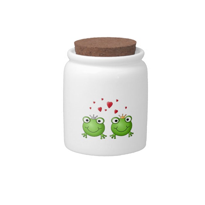 Frog Prince and Frog Princess, with hearts. Candy Jar