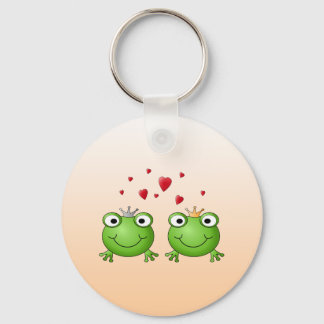 Frog Prince and Frog Princess, with hearts. Keychain