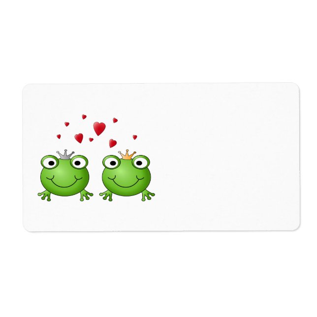 Frog Prince and Frog Princess, with hearts. Label (Front)
