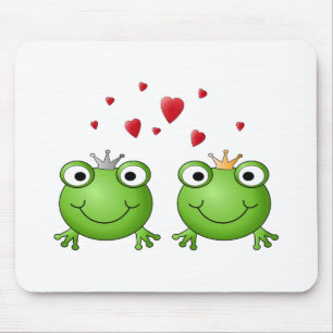 Frog Prince and Frog Princess, with hearts. Mouse Pad